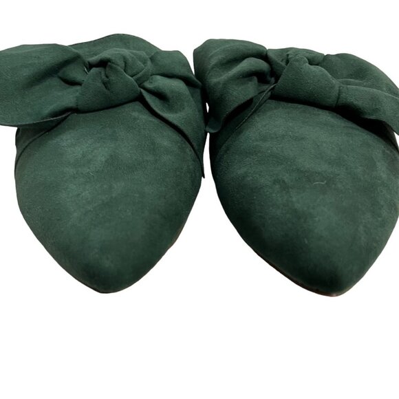 Loft women's slip on shoes green faux suede pointy toe slip on bow tie sz 9.5 - Picture 3 of 8